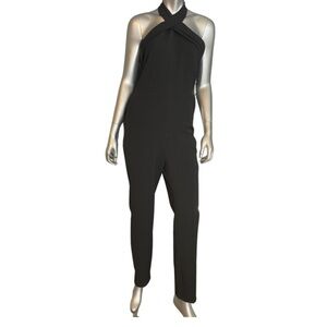 Adelyn Rae black skinny leg halter with clasp neck & two pocket jumper Sz  XS/S